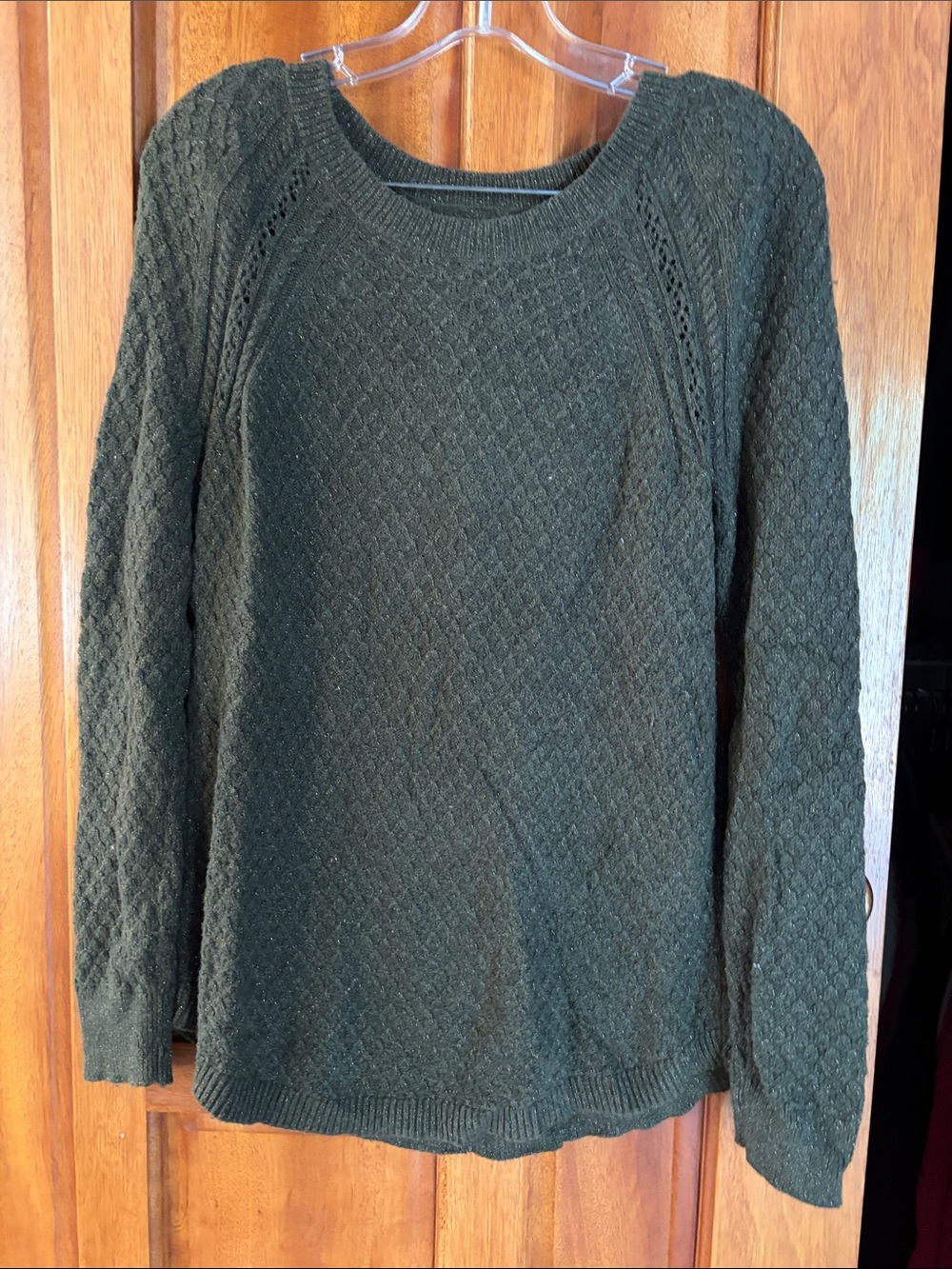 Green knit sweater with gold detail